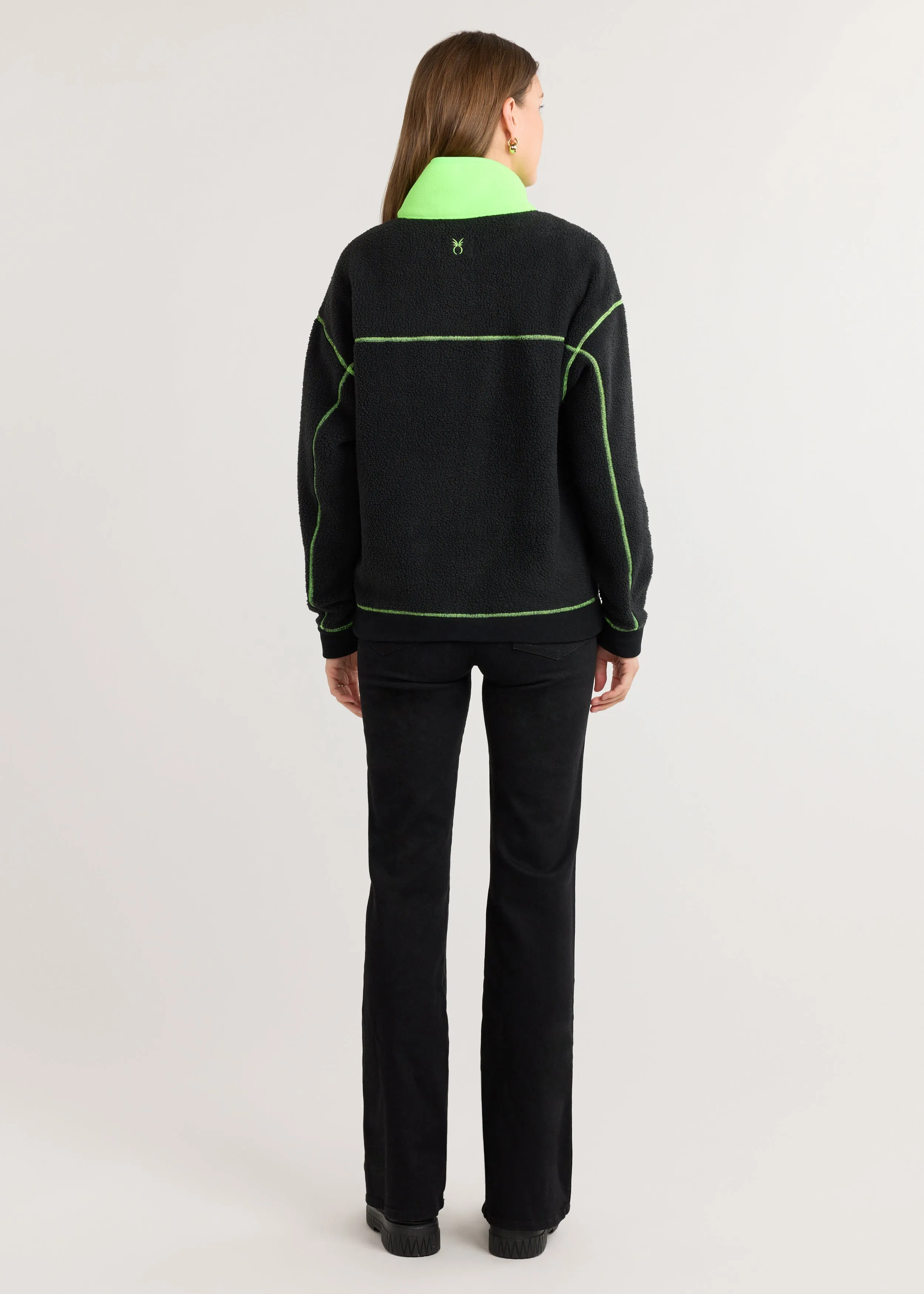 Palomino Pullover in Sherpa Fleece (Black/Dudley Green)