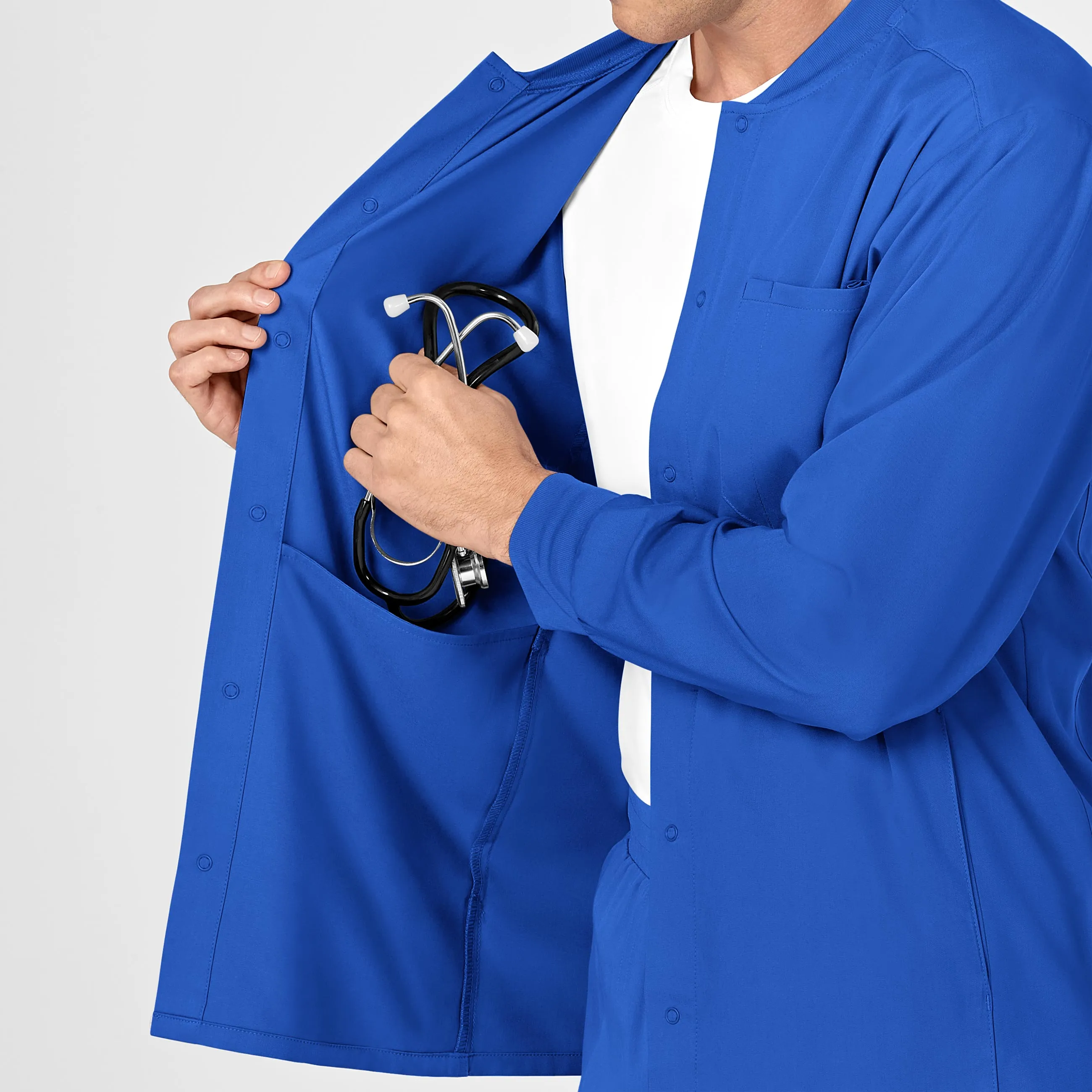 PRO Men's Snap Front Scrub Jacket - Royal