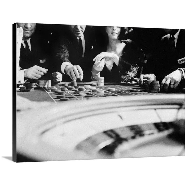 "1960's Four Anonymous Unidentified People Gambling Casino Roulette" Canvas Wall Art