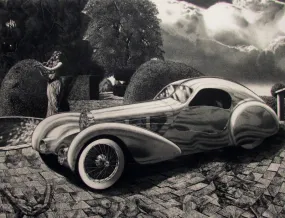 "Bugatti - Electron Atlantic Coupe" by David Bumbeck - Classic Automobile Black and White Etching