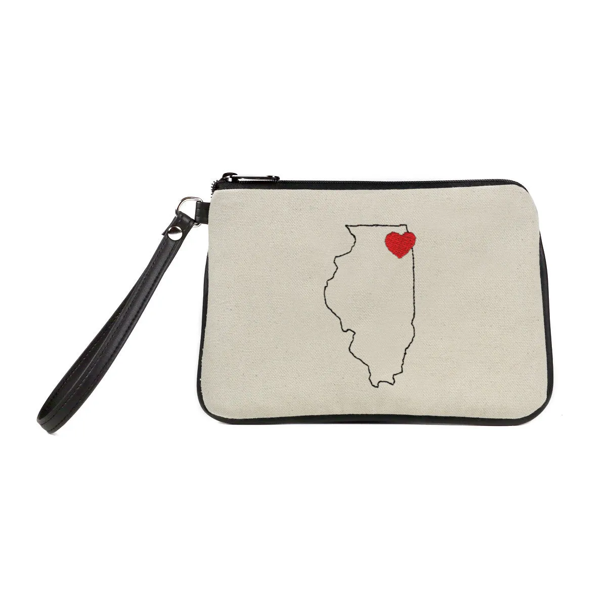 "Chicago Love" Embroidered Canvas Vegan Wristlet/Crossbody Bag (Multicolored)