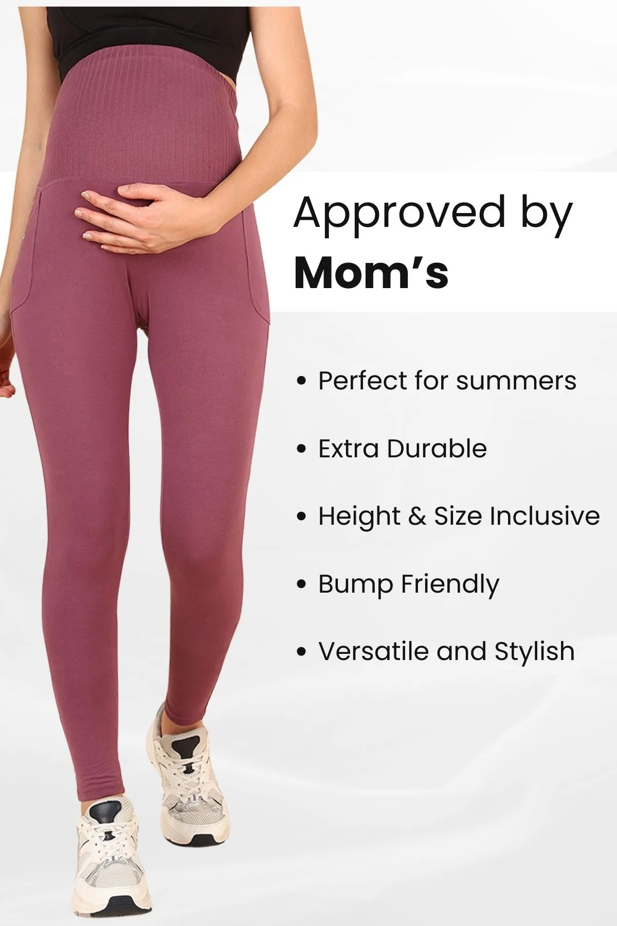 Ribbed Cotton Rosewood Maternity Legging (Pregnancy & Postpartum)