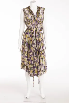 Roberto Cavalli - Sleeveless Purple, Green and Gold Multi Color Dress IT 42