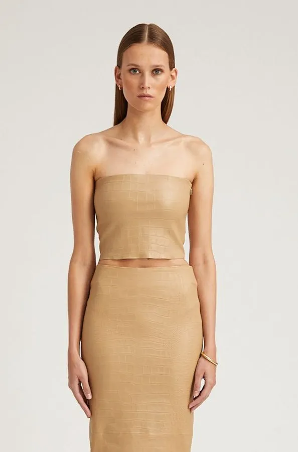 Sahara Embossed Leather Micro Tube Top