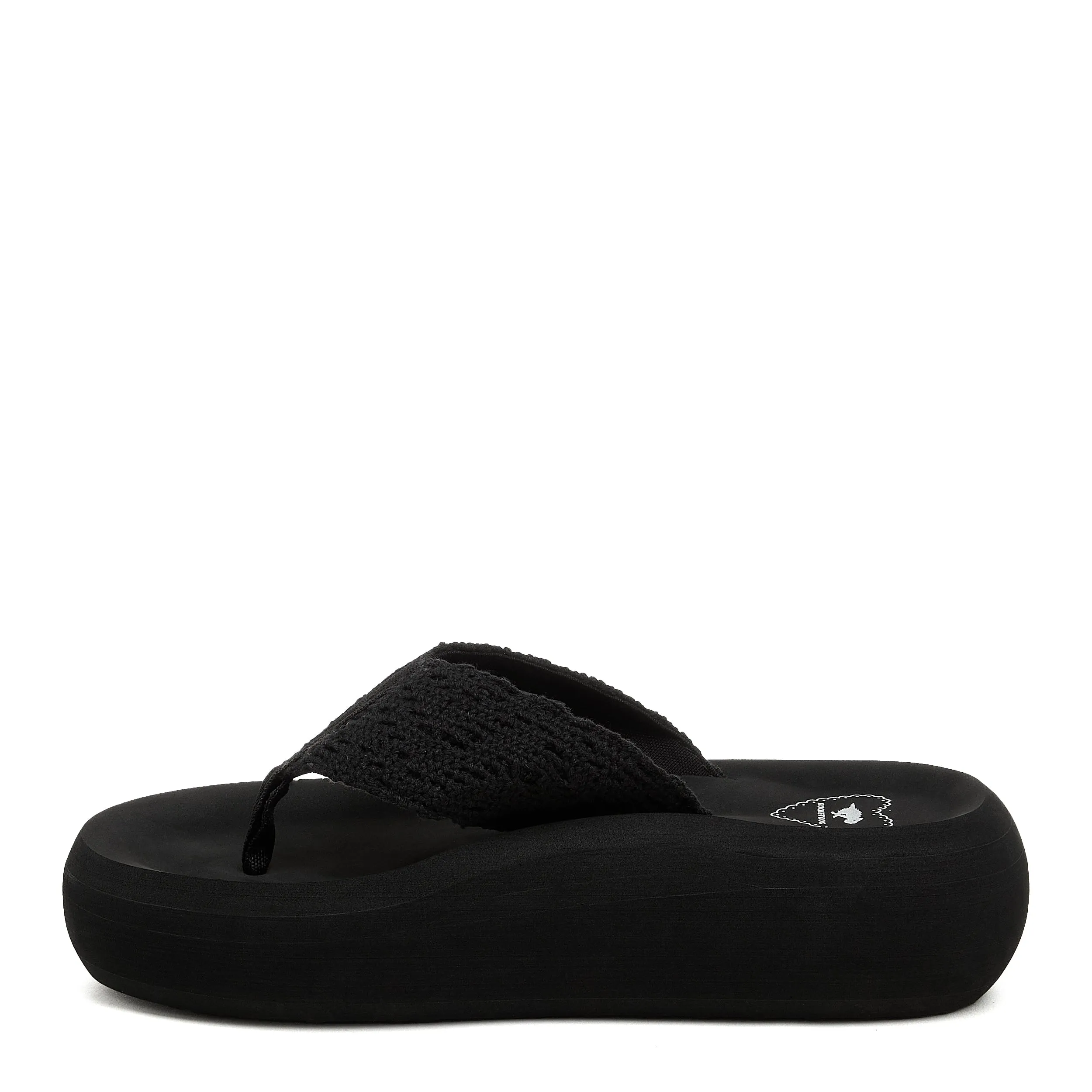 Sandy Black Crochet Platform Flip Flop