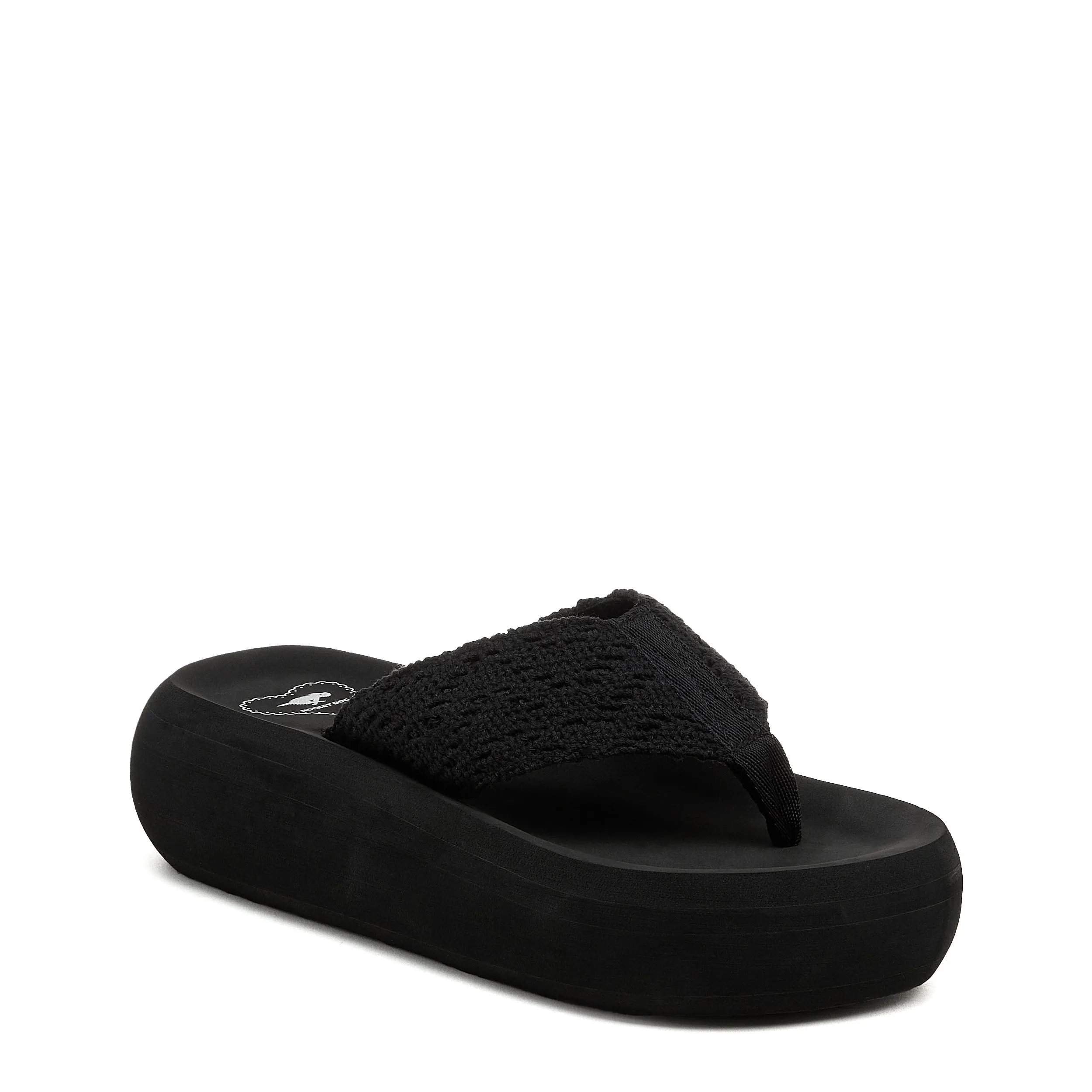 Sandy Black Crochet Platform Flip Flop