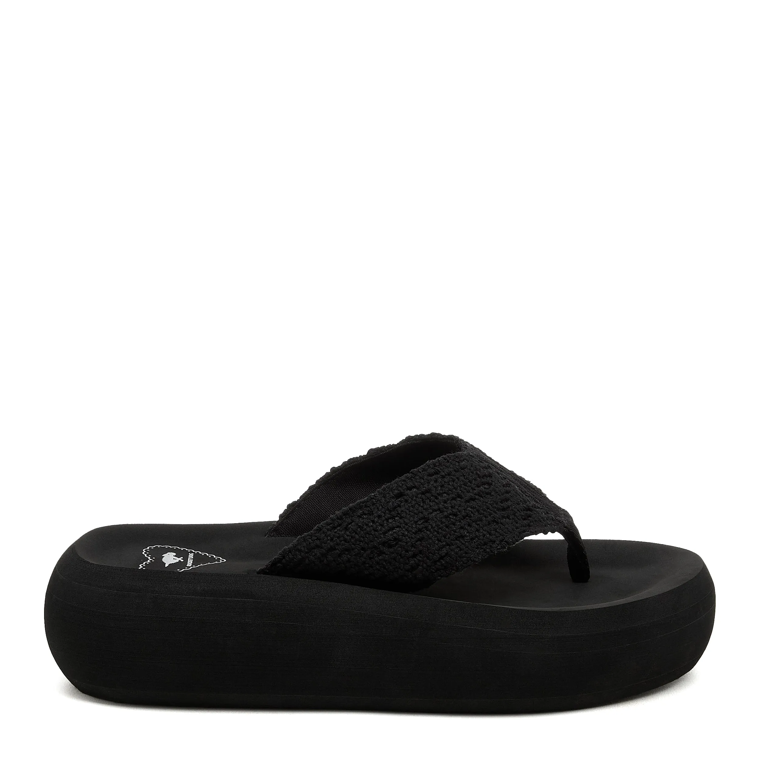 Sandy Black Crochet Platform Flip Flop