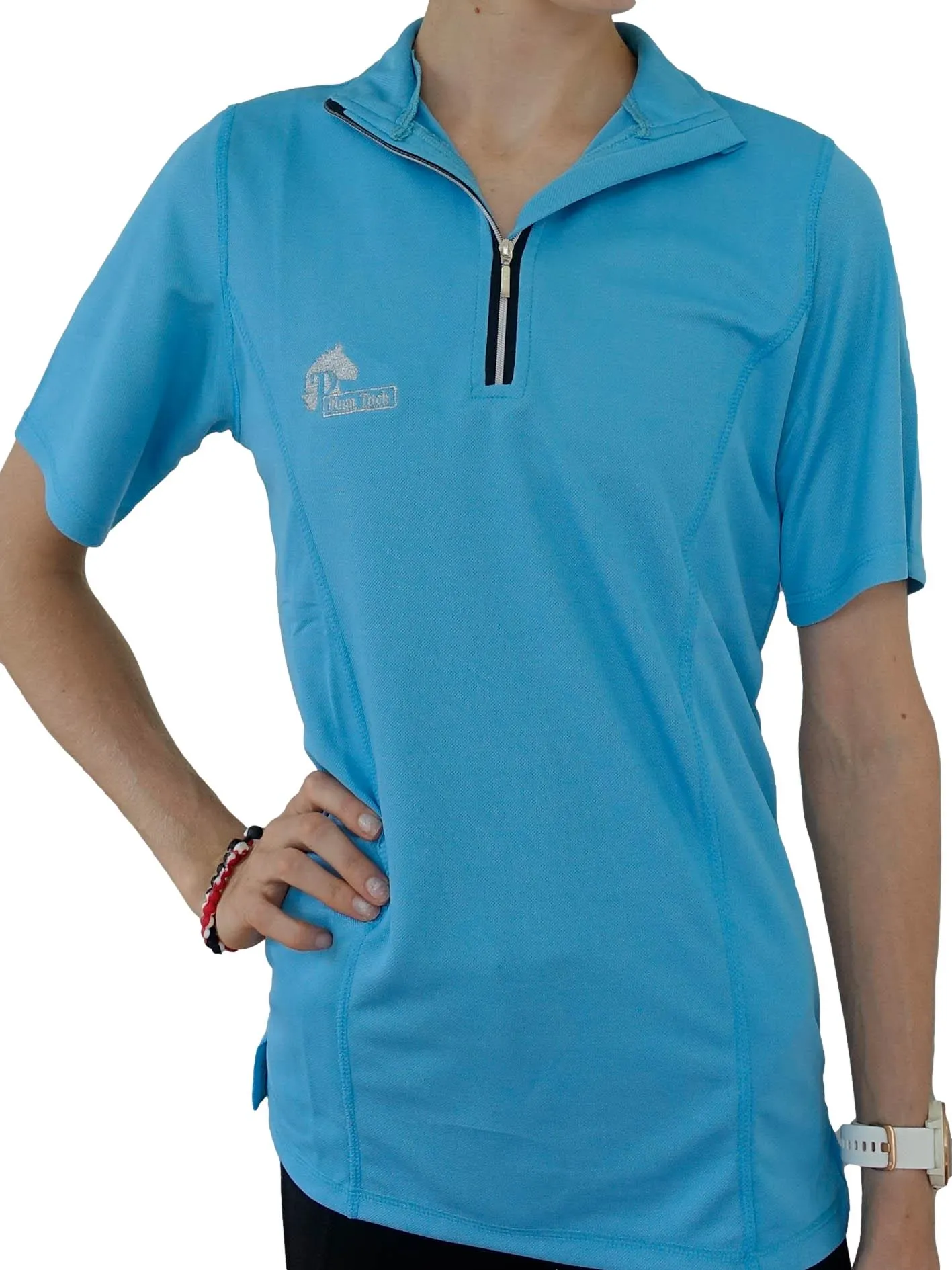 Short sleeve riding top in sky blue