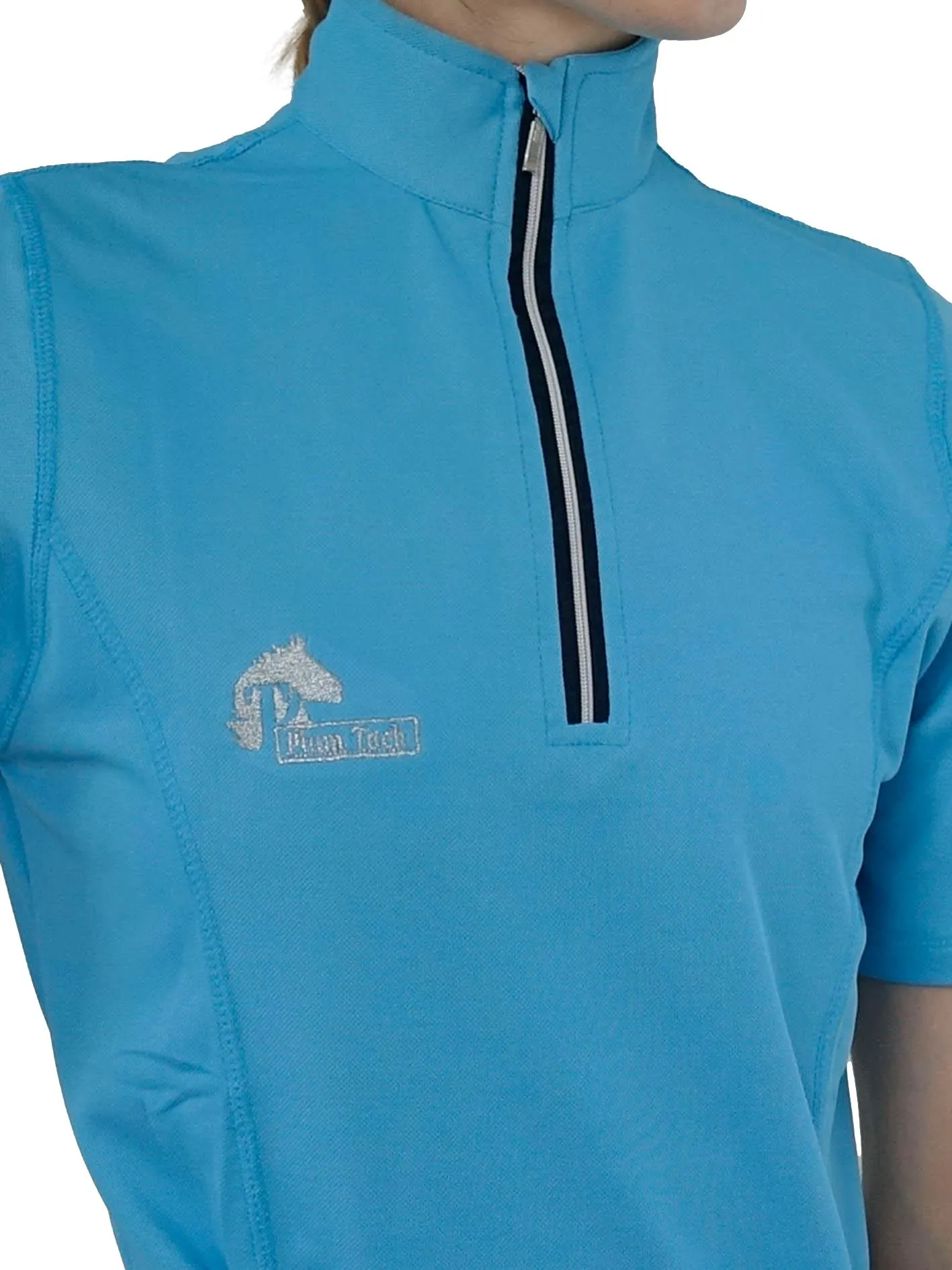 Short sleeve riding top in sky blue