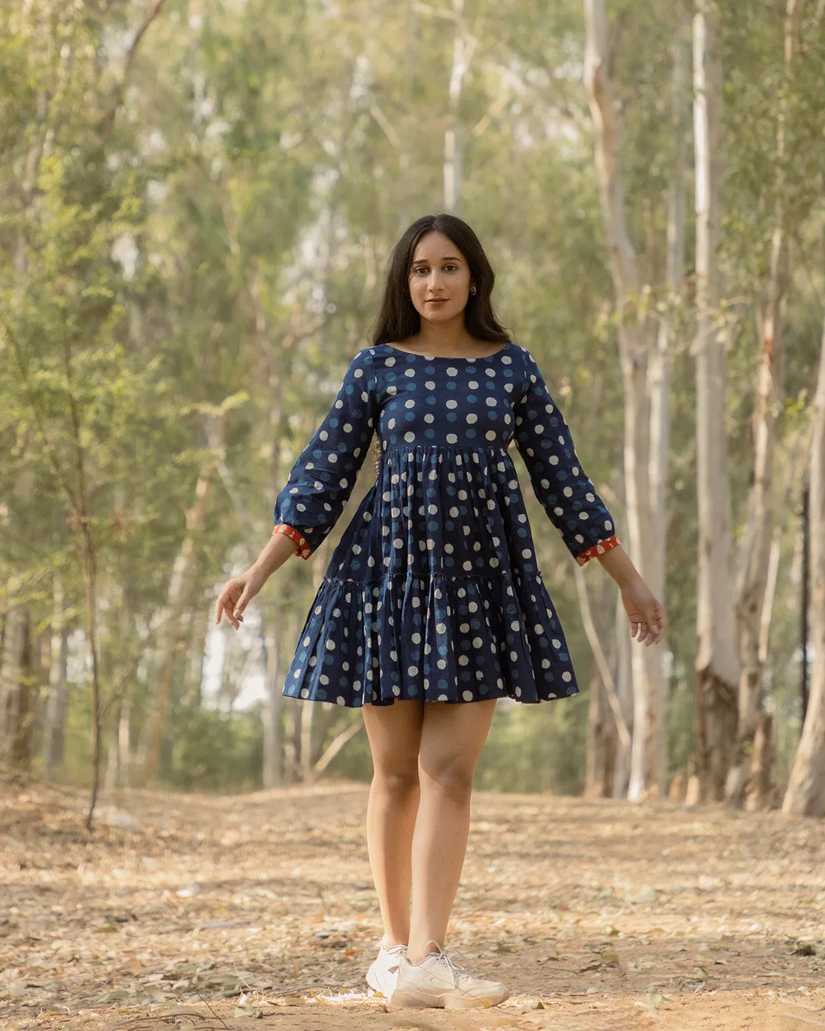 Sonia Indigo Polka Dress Back Open