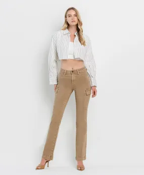 Stone - High Rise Relaxed Bootcut Cargo Jeans