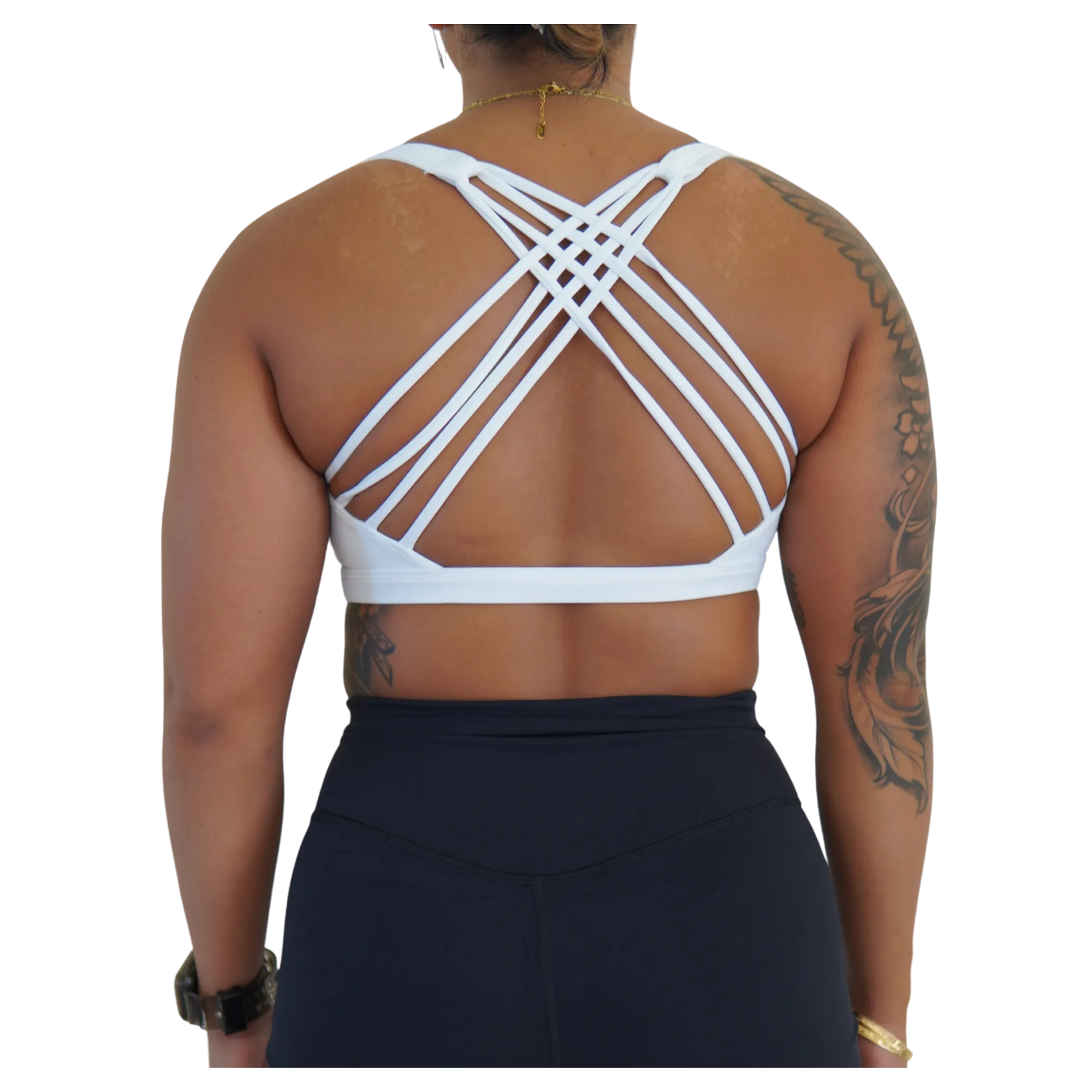 Thin Cross Back Sports Bra - White