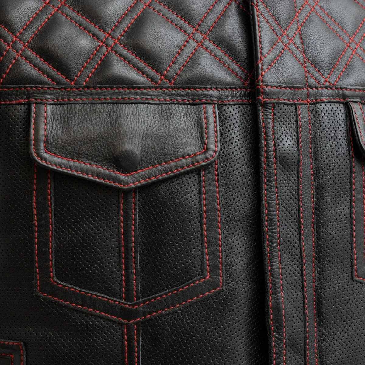 Upside Perforated Men's Club Style Leather Vest