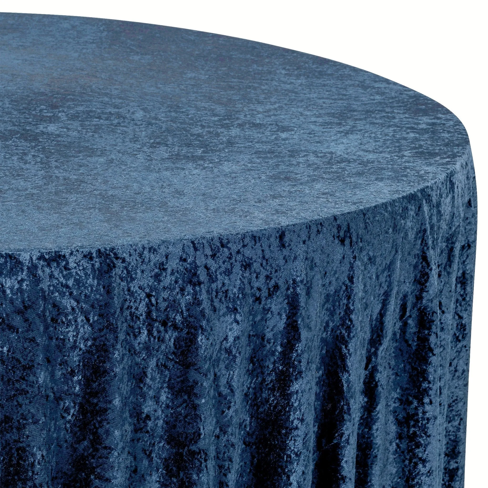 Velvet 132" Round Tablecloth - Navy Blue