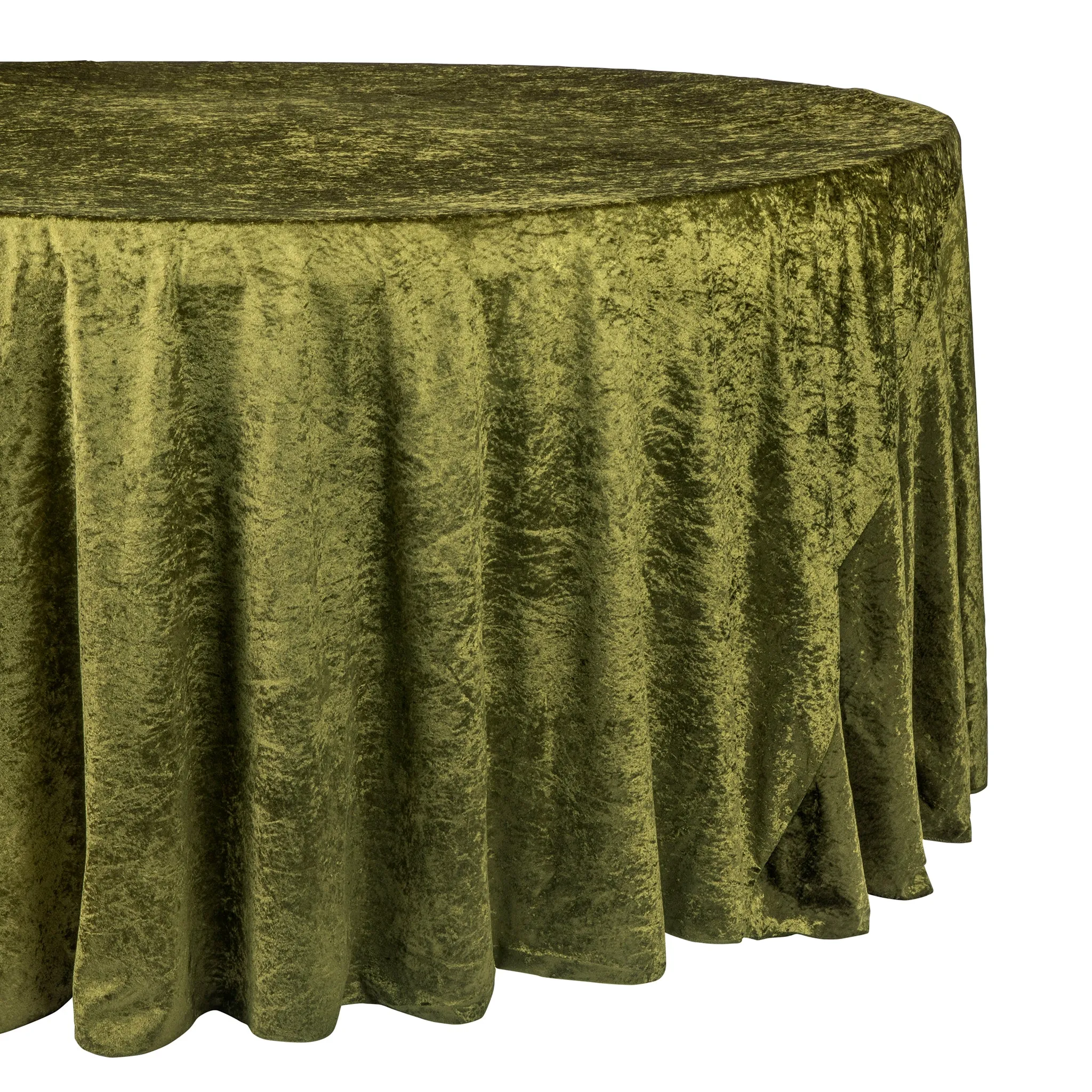 Velvet 132" Round Tablecloth - Olive Green