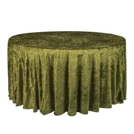 Velvet 132" Round Tablecloth - Olive Green