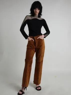 Vintage 1970s Brown Suede Trousers