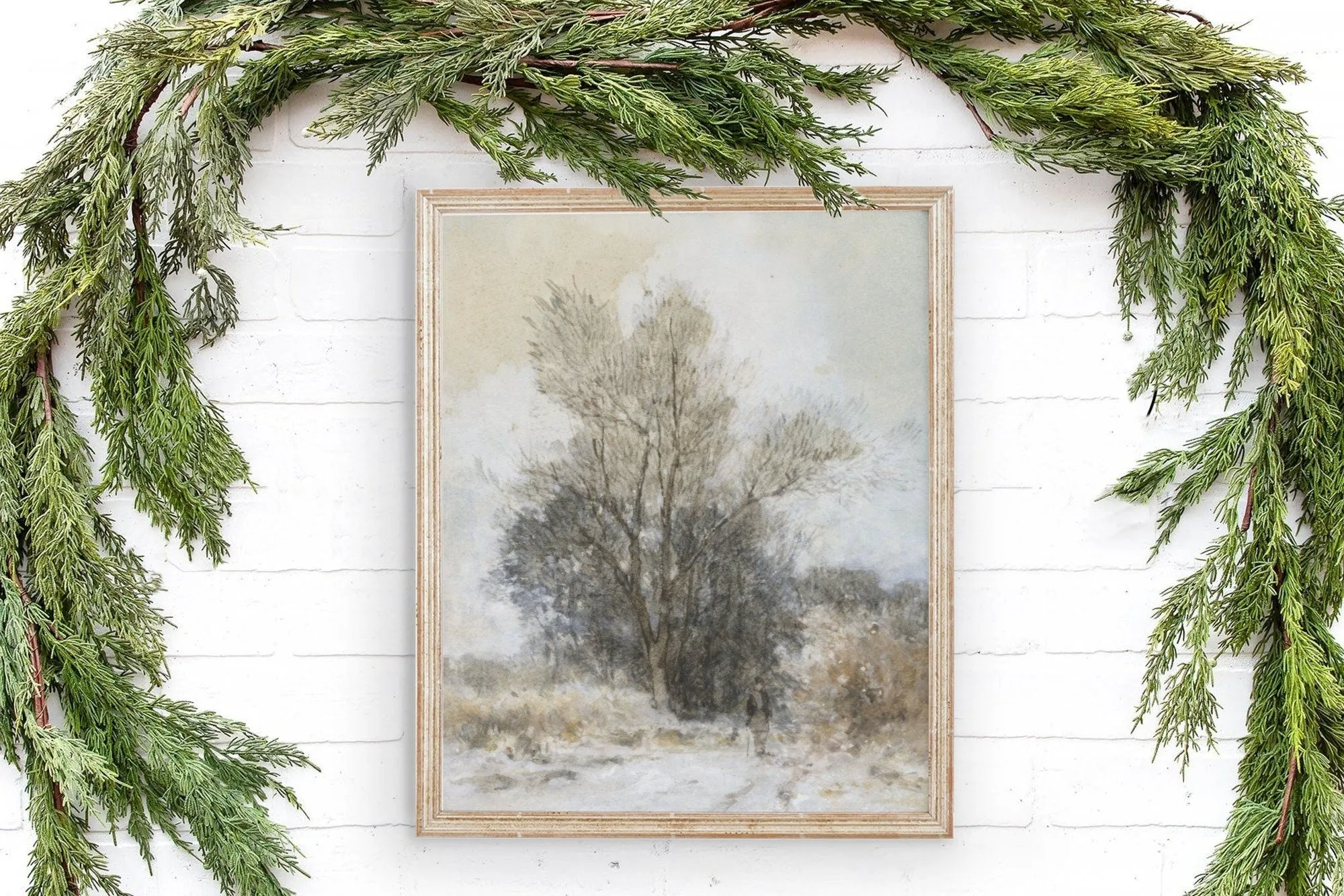 Vintage Winter Wall Art of Tree