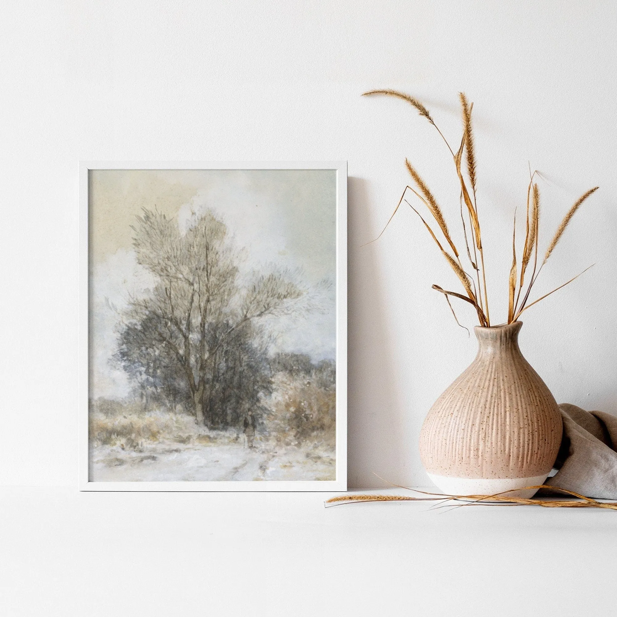 Vintage Winter Wall Art of Tree