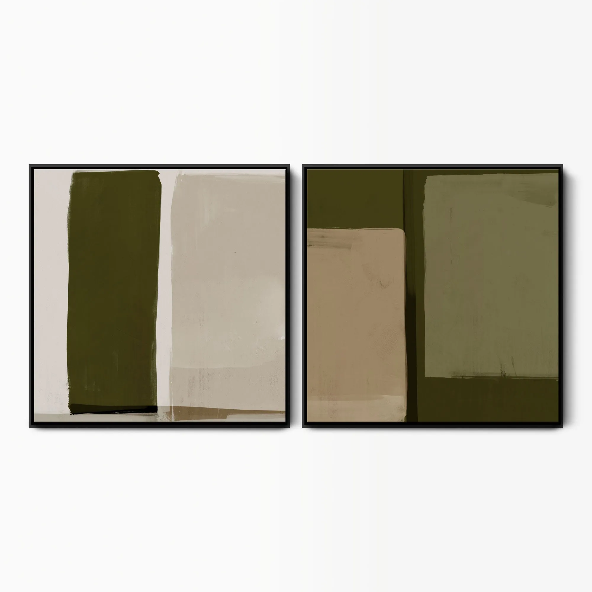 Walk Tall & Unwind Green Abstract Canvas Set