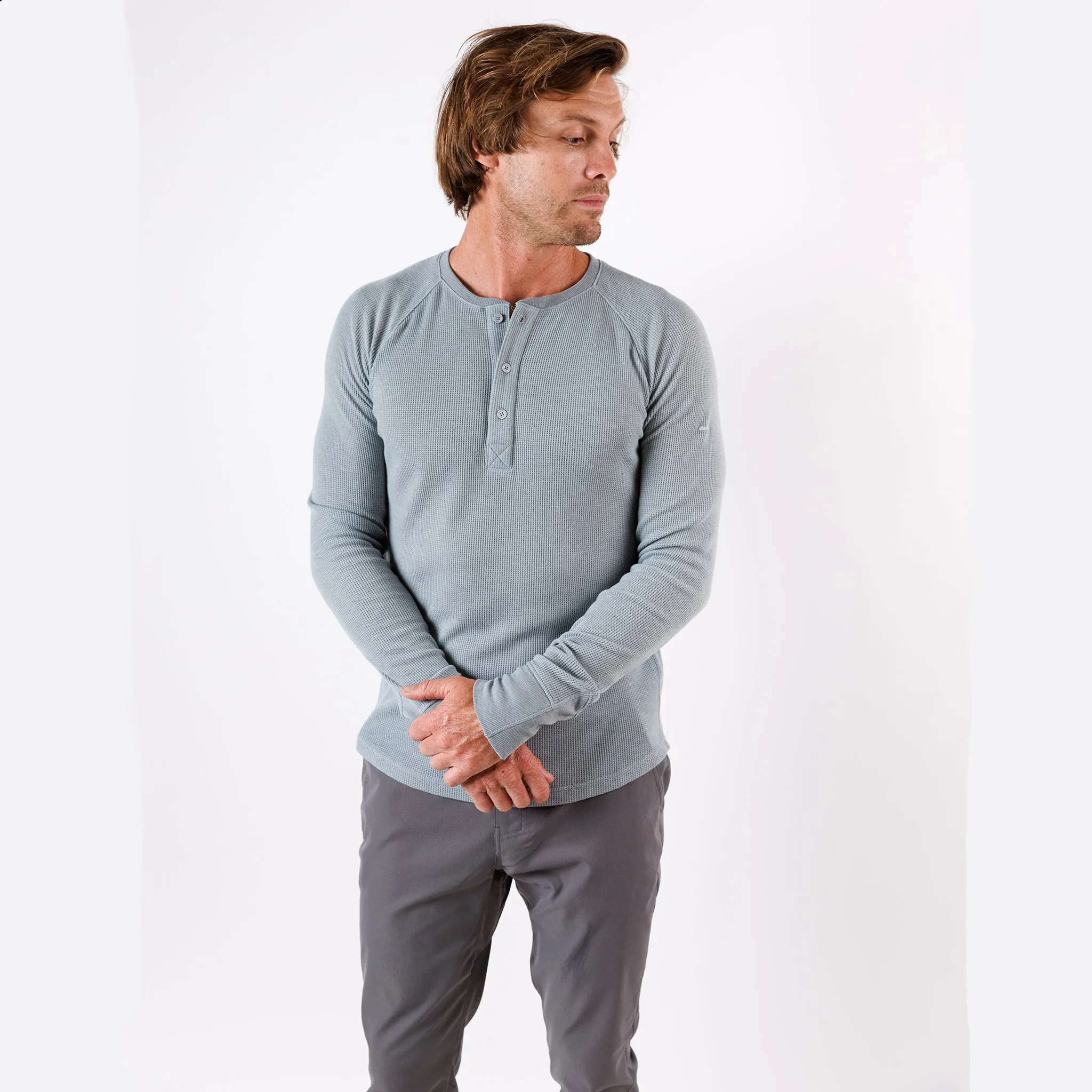 Weekend Thermal Henley in Good Gray