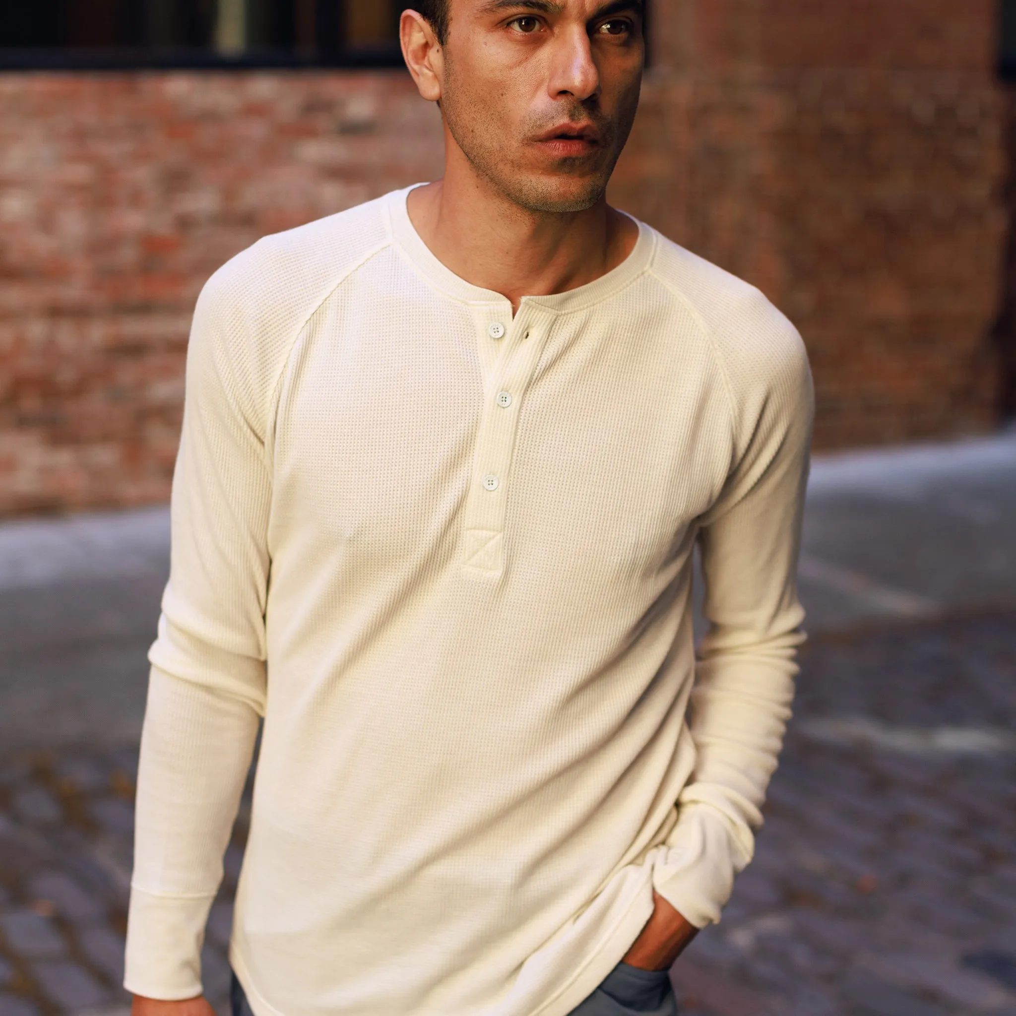 Weekend Thermal Henley in Good Gray