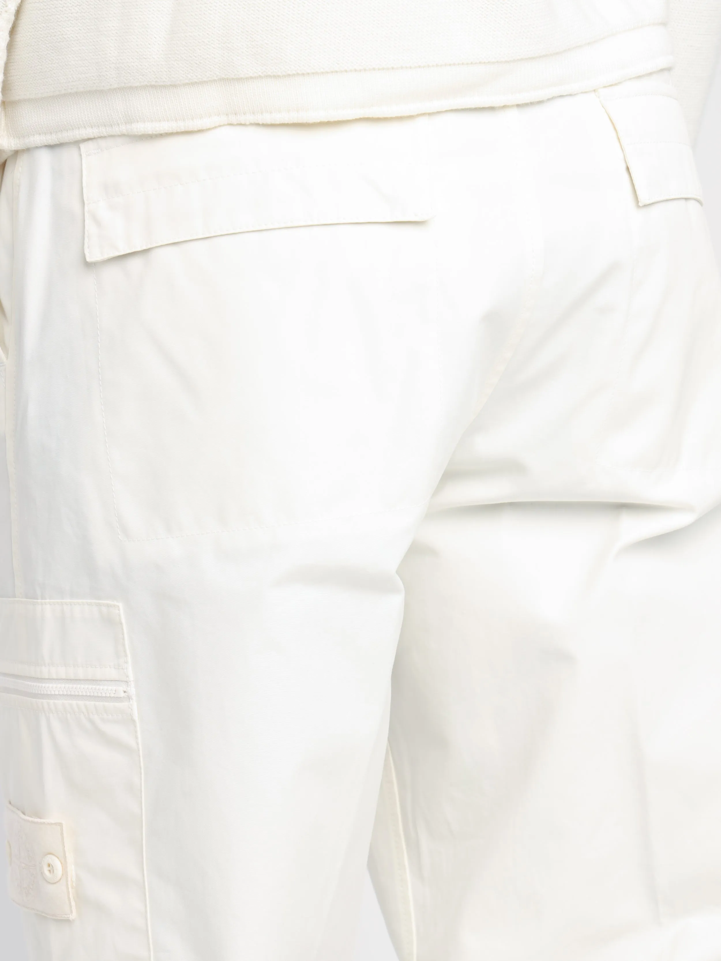 White Weatherproof Cotton Canvas Cargo Pants