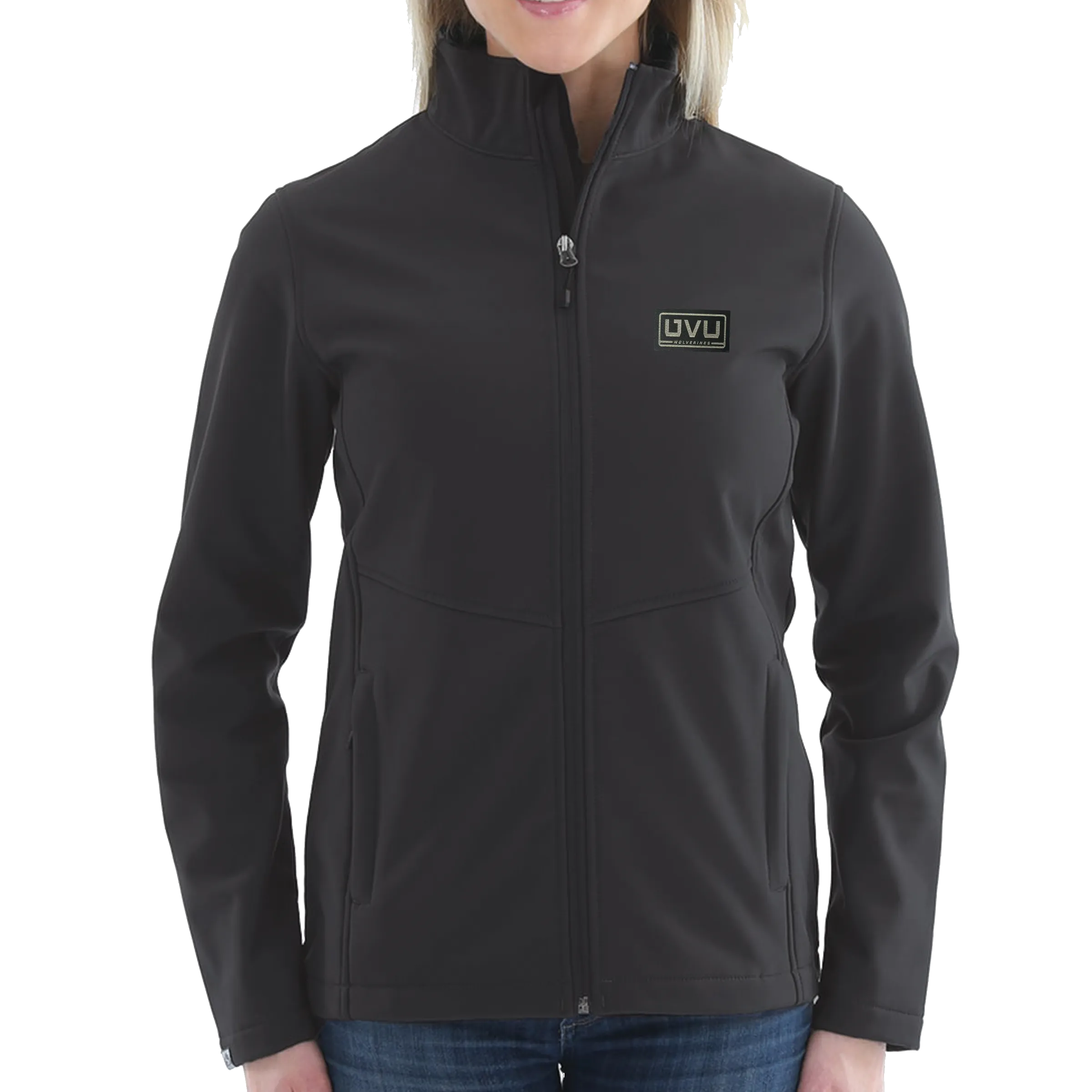 WOMEN’S STORM CREEK HIGH-STRETCH FLEECE-LINED SOFTSHELL JACKET- Pleather Mono Patch