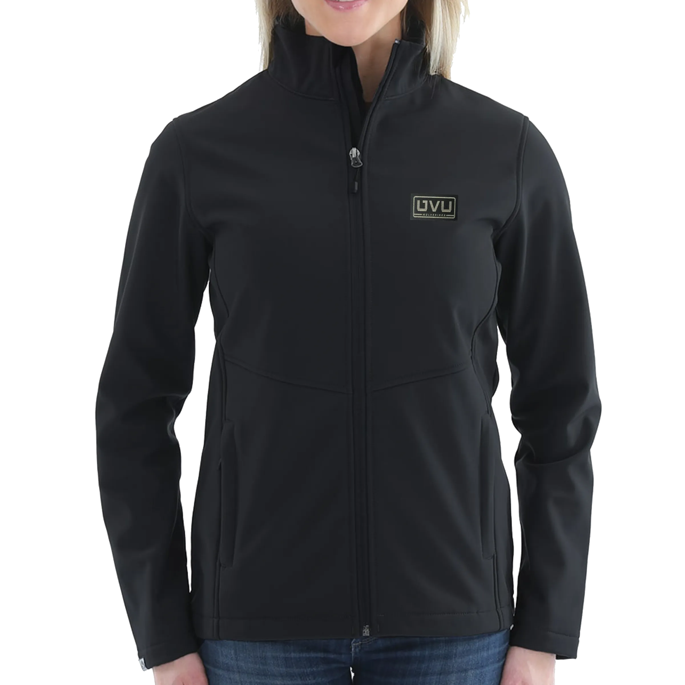 WOMEN’S STORM CREEK HIGH-STRETCH FLEECE-LINED SOFTSHELL JACKET- Pleather Mono Patch