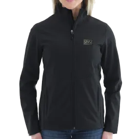 WOMEN’S STORM CREEK HIGH-STRETCH FLEECE-LINED SOFTSHELL JACKET- Pleather Mono Patch